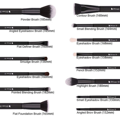 Makeup Brushes 15Pcs Premium Synthetic Kabuki Makeup Brush Set, Professional Foundation Concealers Powder Blush Blending Face Eye Shadows Black Brush Sets